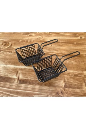 Metal Kare Patates Ve Atıştırmalık Sunum Sepeti 2 Adet