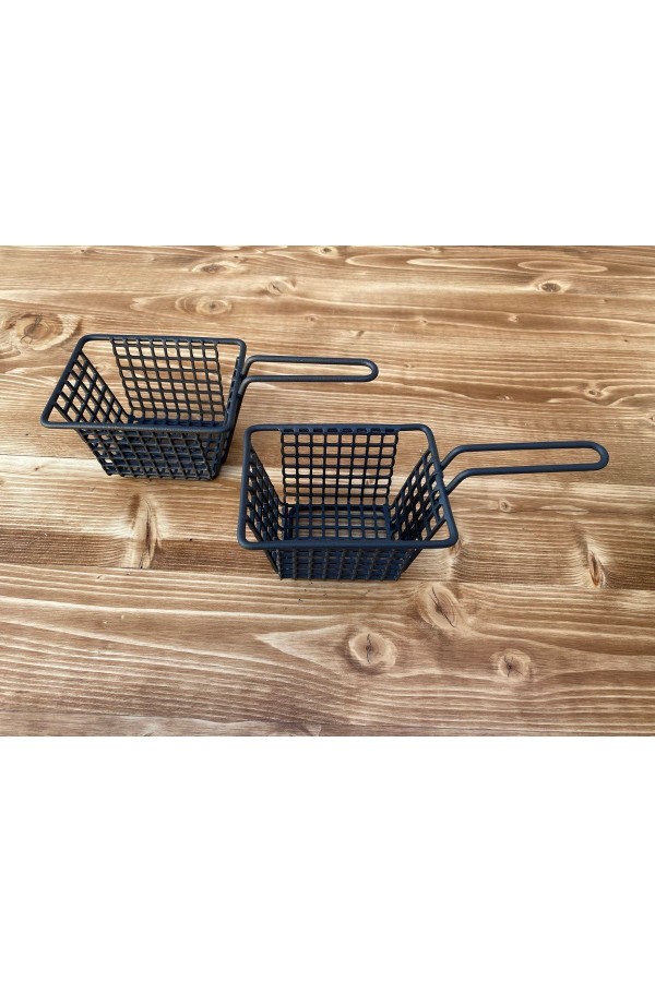 Metal Kare Patates Ve Atıştırmalık Sunum Sepeti 2 Adet