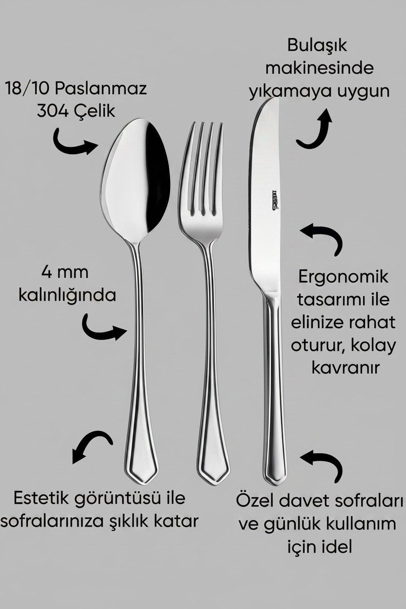 Petra 6 Kişilik 18 Parça Yemek Çatal Kaşık Bıçak Takımı — ürün görseli