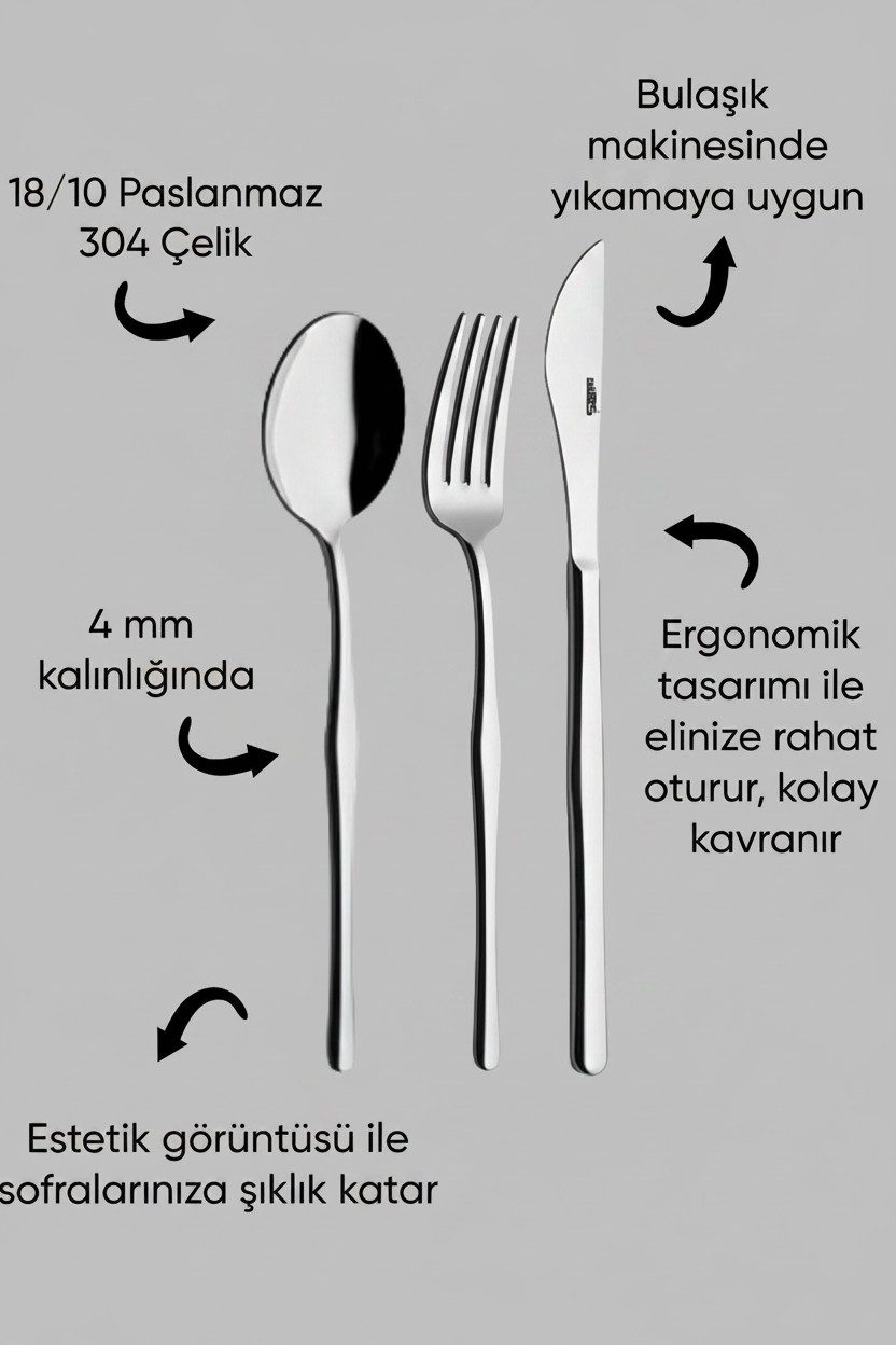 Anka 6 Kişilik 18 Parça Kahvaltı-Tatlı Çatal Kaşık Bıçak Takımı — galeri görseli